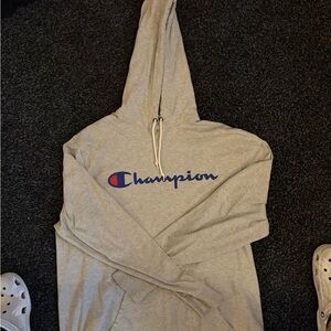 Champion Heather Gray Jersey Material Hoodie